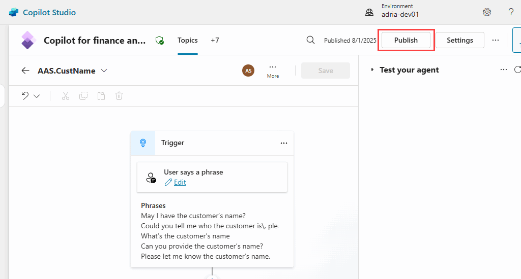 Publish on Copilot Studio