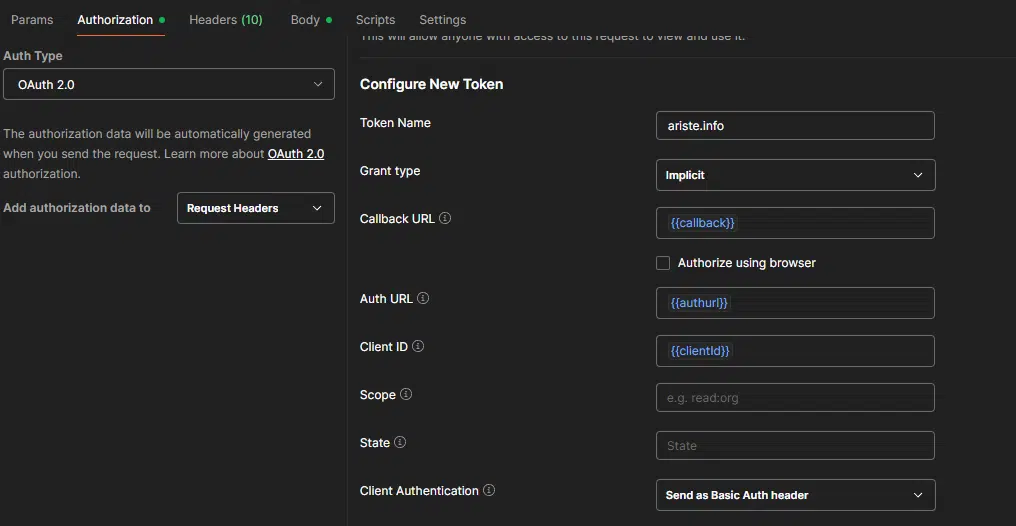 Configure New Token in Postman
