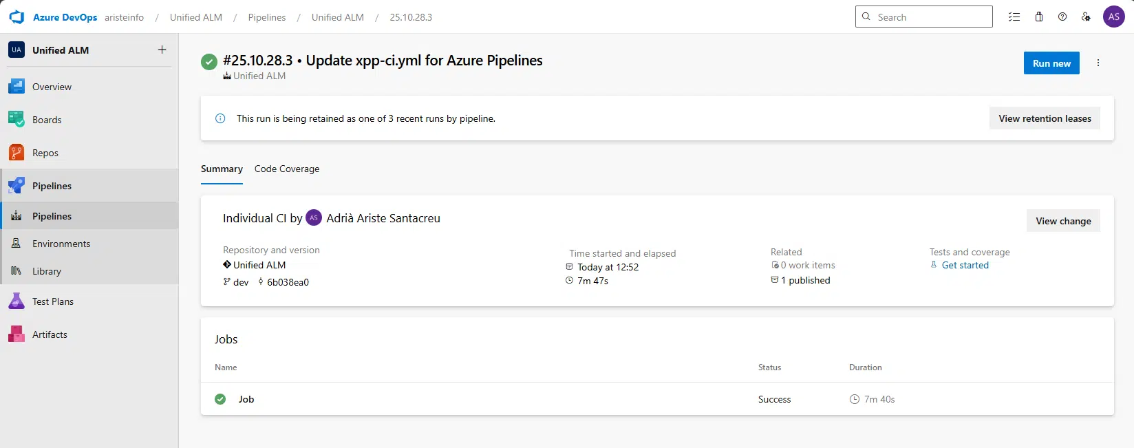 Successful pipeline run