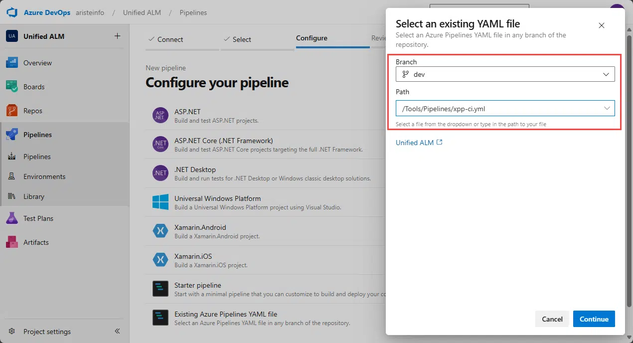 Select your YAML file