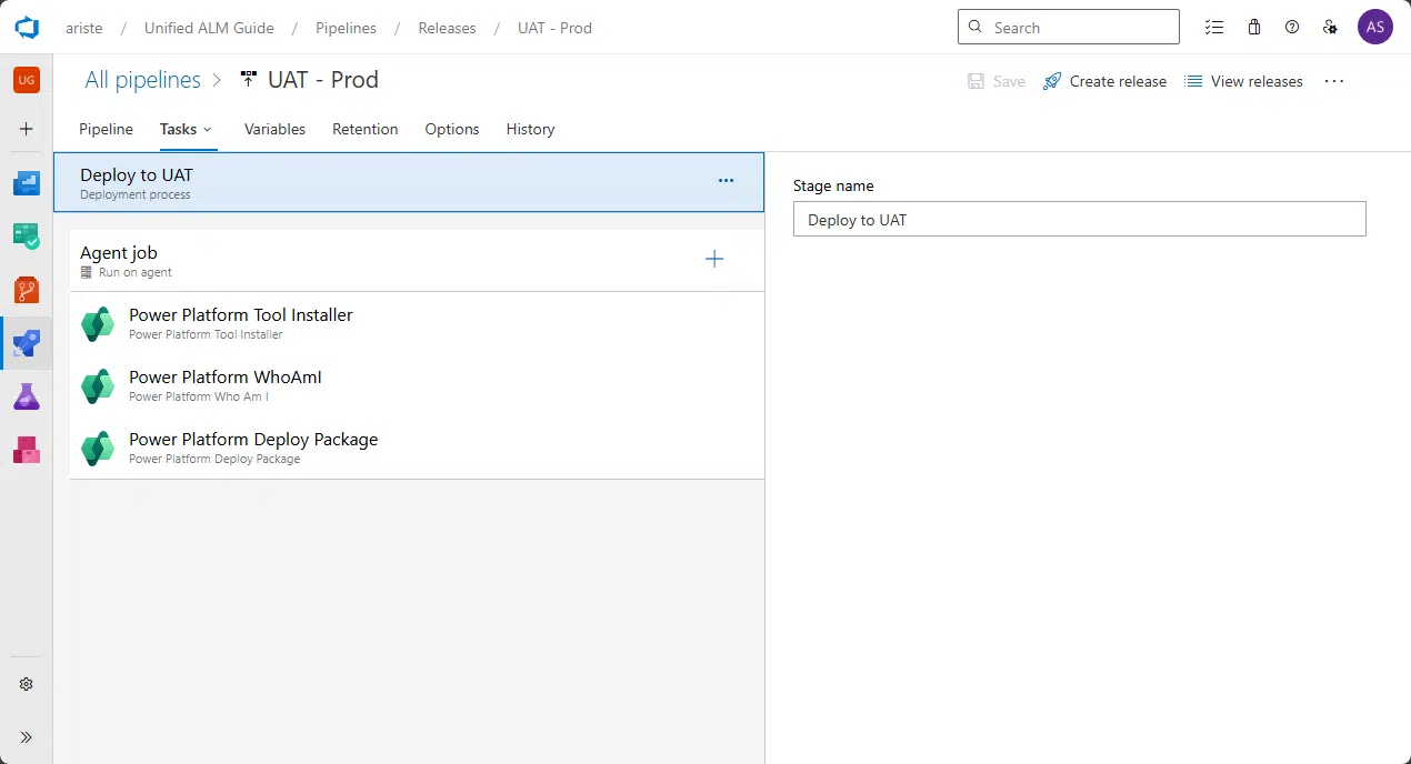 Classic pipeline on Azure DevOps