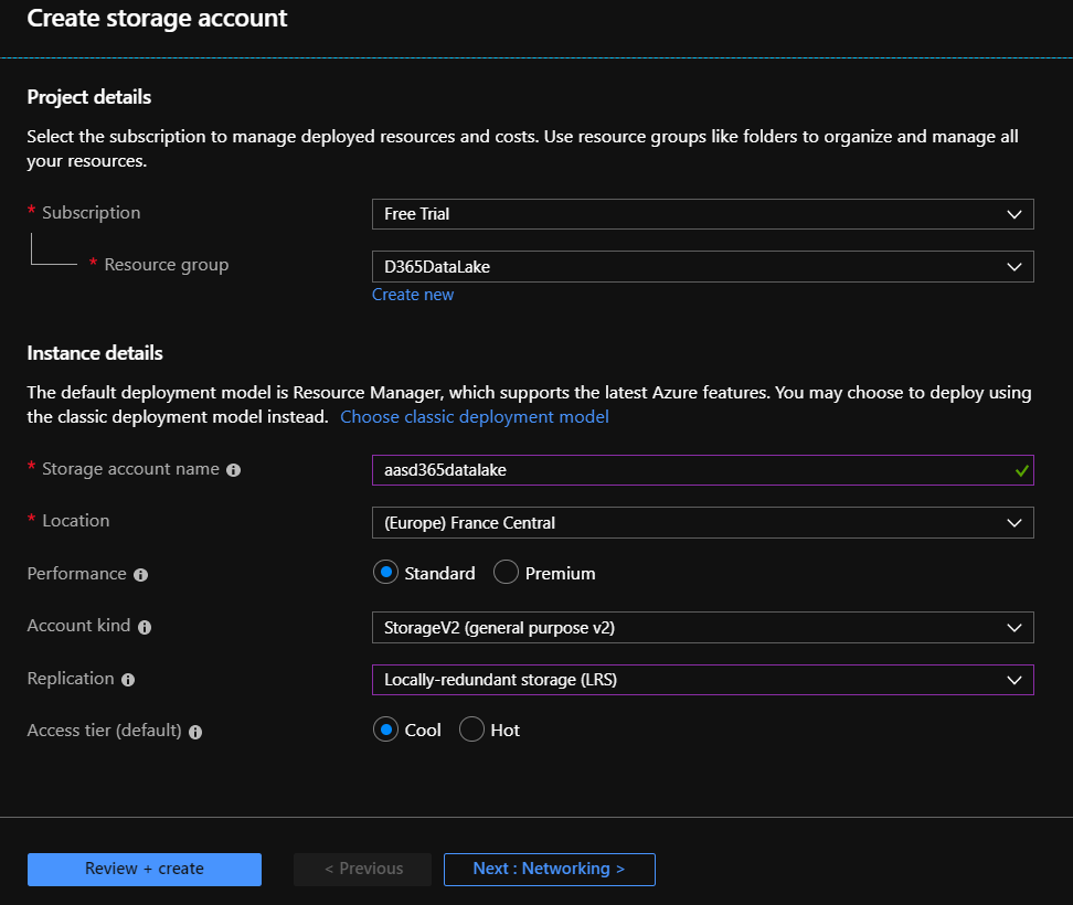 Setup Entity Store's export to Azure Data Lake storage 4