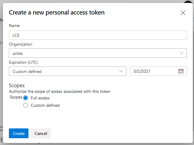 Azure DevOps personal token