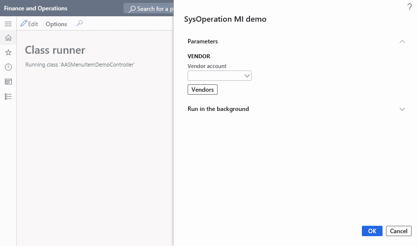 Add a Menu Item to a SysOperation dialog 1 Add a Menu Item to a SysOperation dialog 2
