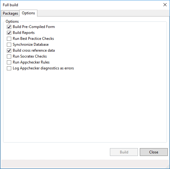 SocrateX y Application checker 2 App checker en las opciones de compilar para Dynamics 365 en Visual Studio