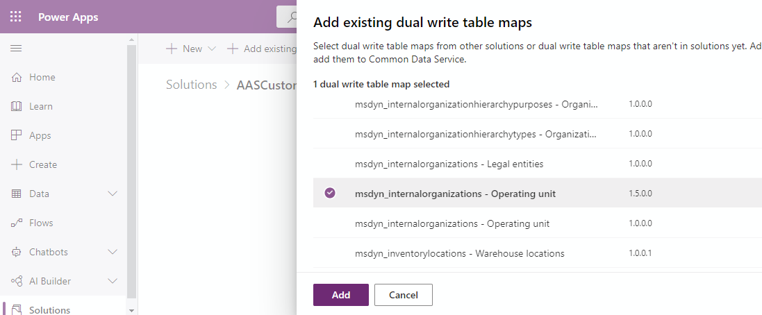 Dual-write table mappings: copy to other environments 8 Dual-write table mappings